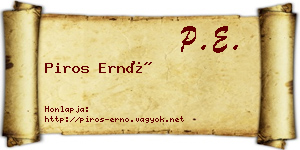 Piros Ernő névjegykártya